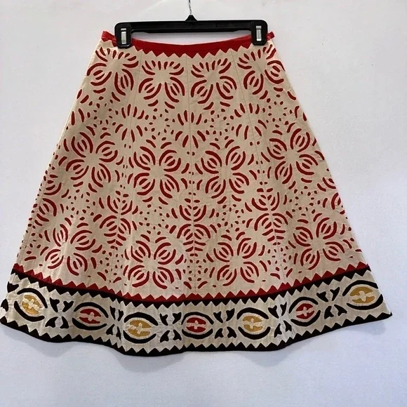 Lafayette 148 New York Laser Cut Full A-Line Skirt Vintage Look Size 2 - Picture 2 of 5